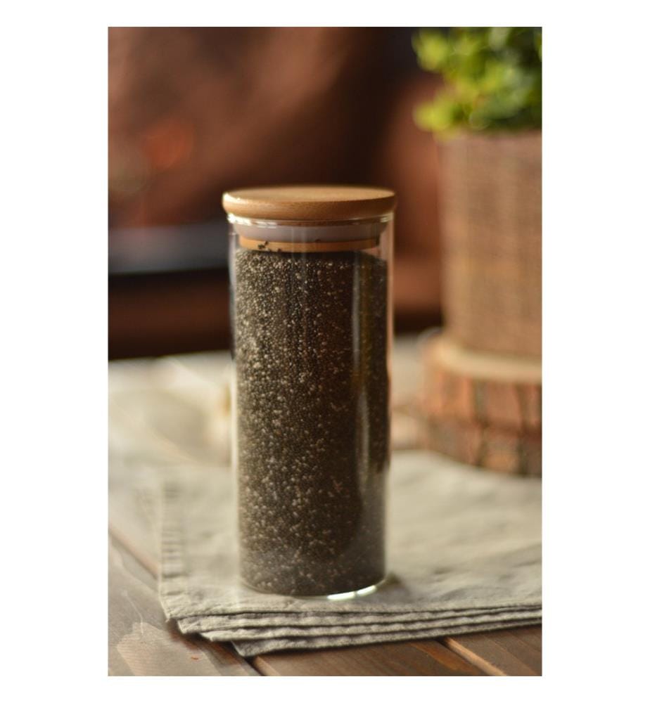 Boîte de rangement en verre - Noyer