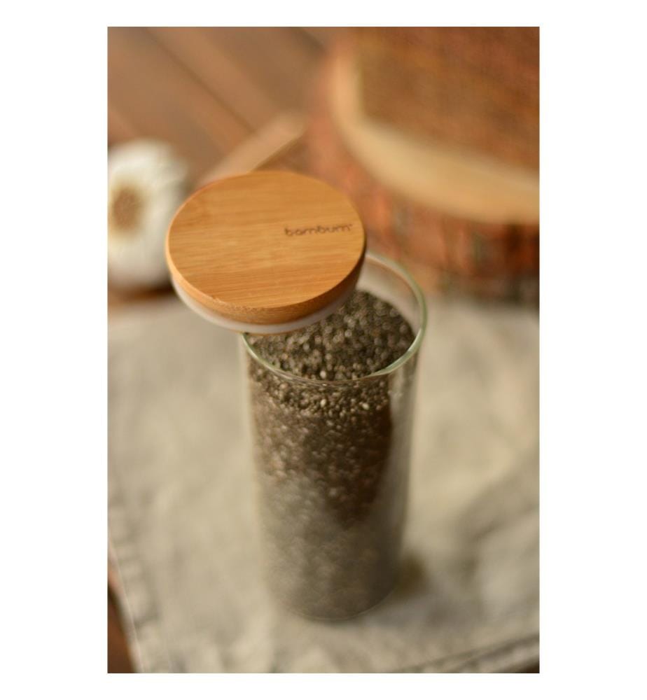 Boîte de rangement en verre - Noyer
