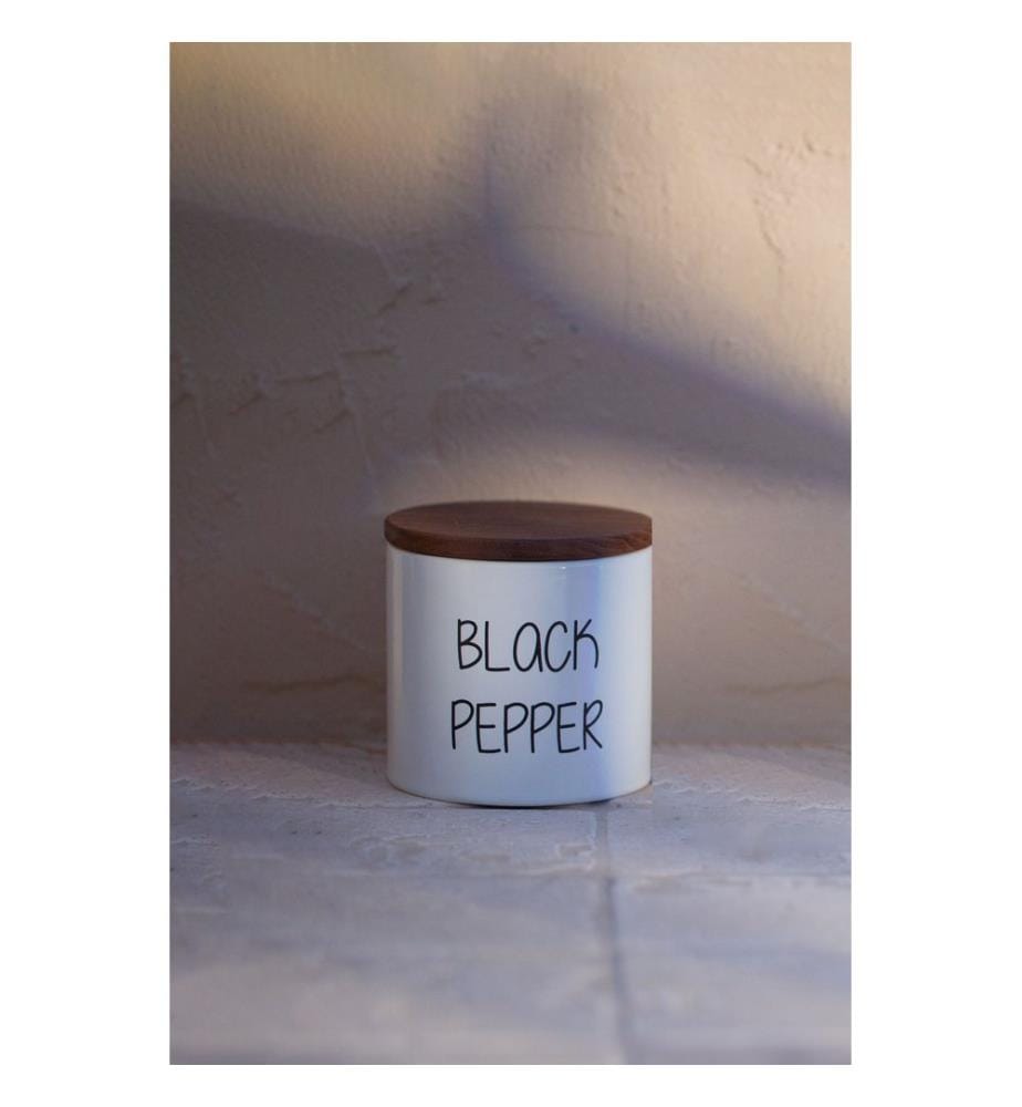 Set de pots à épices 3 Pièces - blanc et chêne