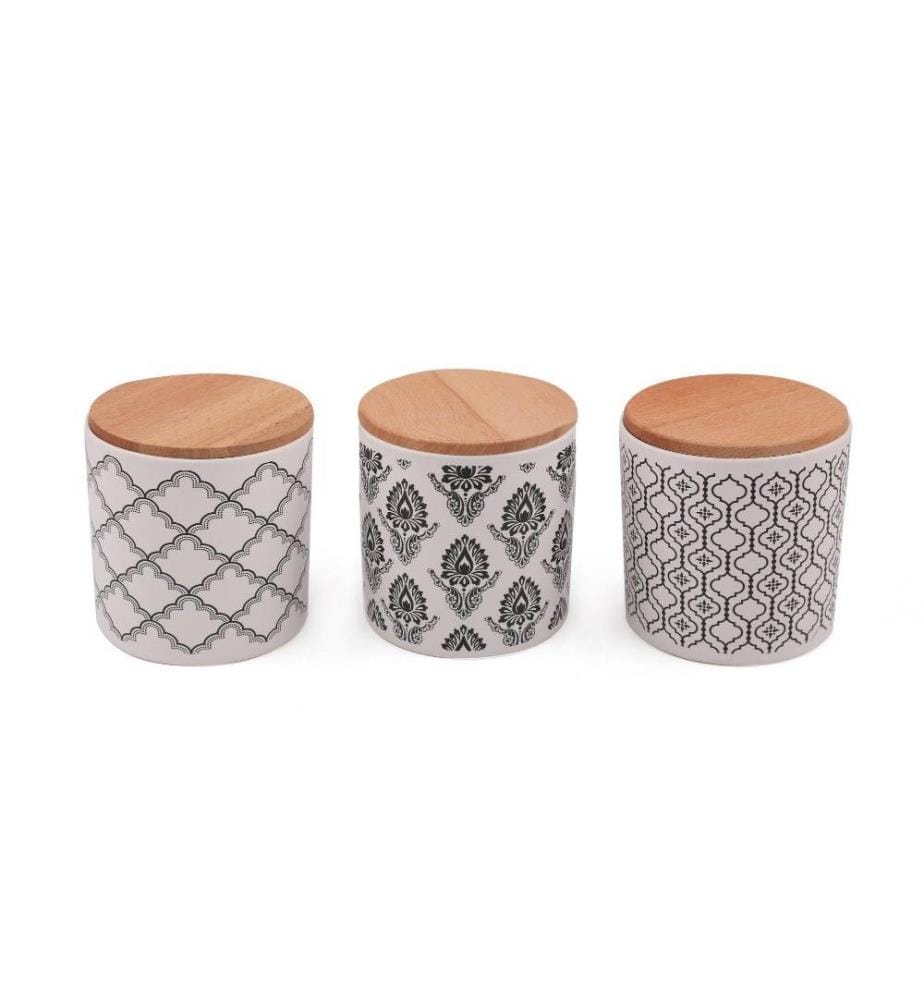 Boîte de Rangement en céramique 6 Pièces - blanc et noir