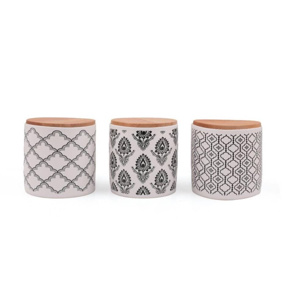 Boîte de Rangement en céramique 6 Pièces - blanc et noir