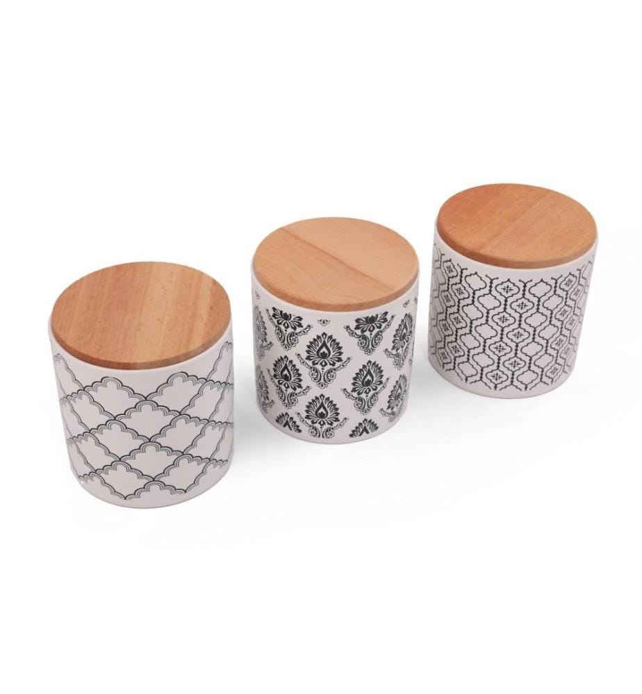Boîte de Rangement en céramique 6 Pièces - blanc et noir