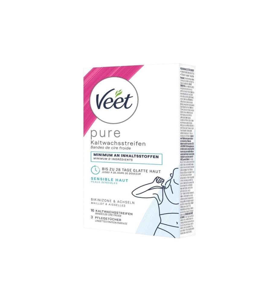 Veet - Kaltwachsstreifen Bikini und Achseln Sensible Haut 16 Stück
