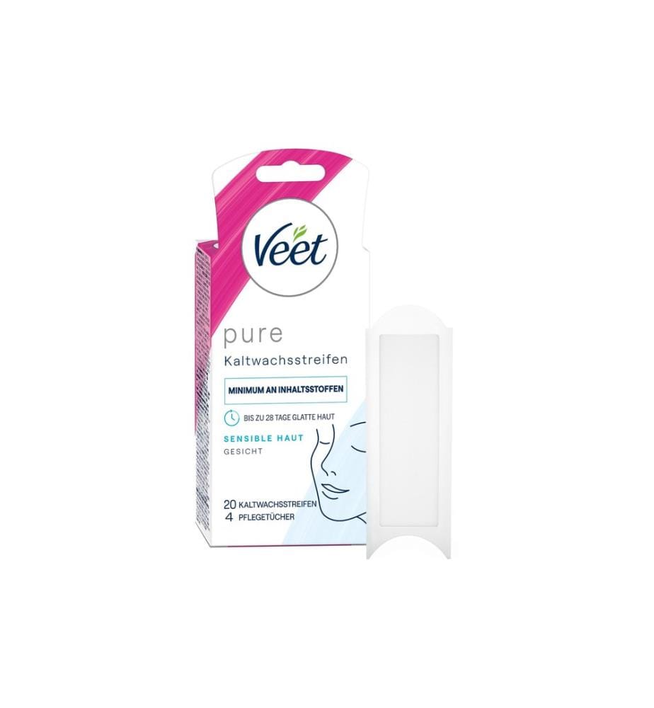 Veet - Bandes de cire froide Pure visage Peaux sensibles 20 pièces