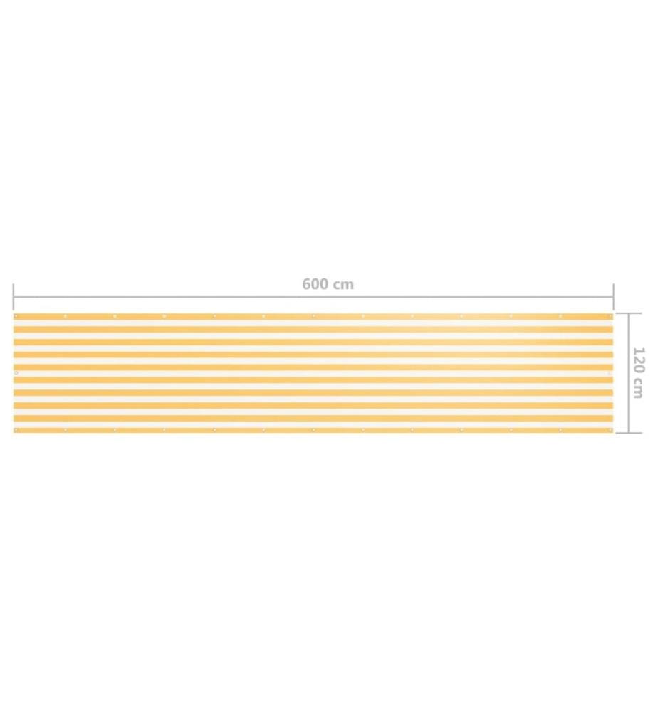 Balkon-Sichtschutz Weiss und Gelb 120x600 cm Oxford-Gewebe