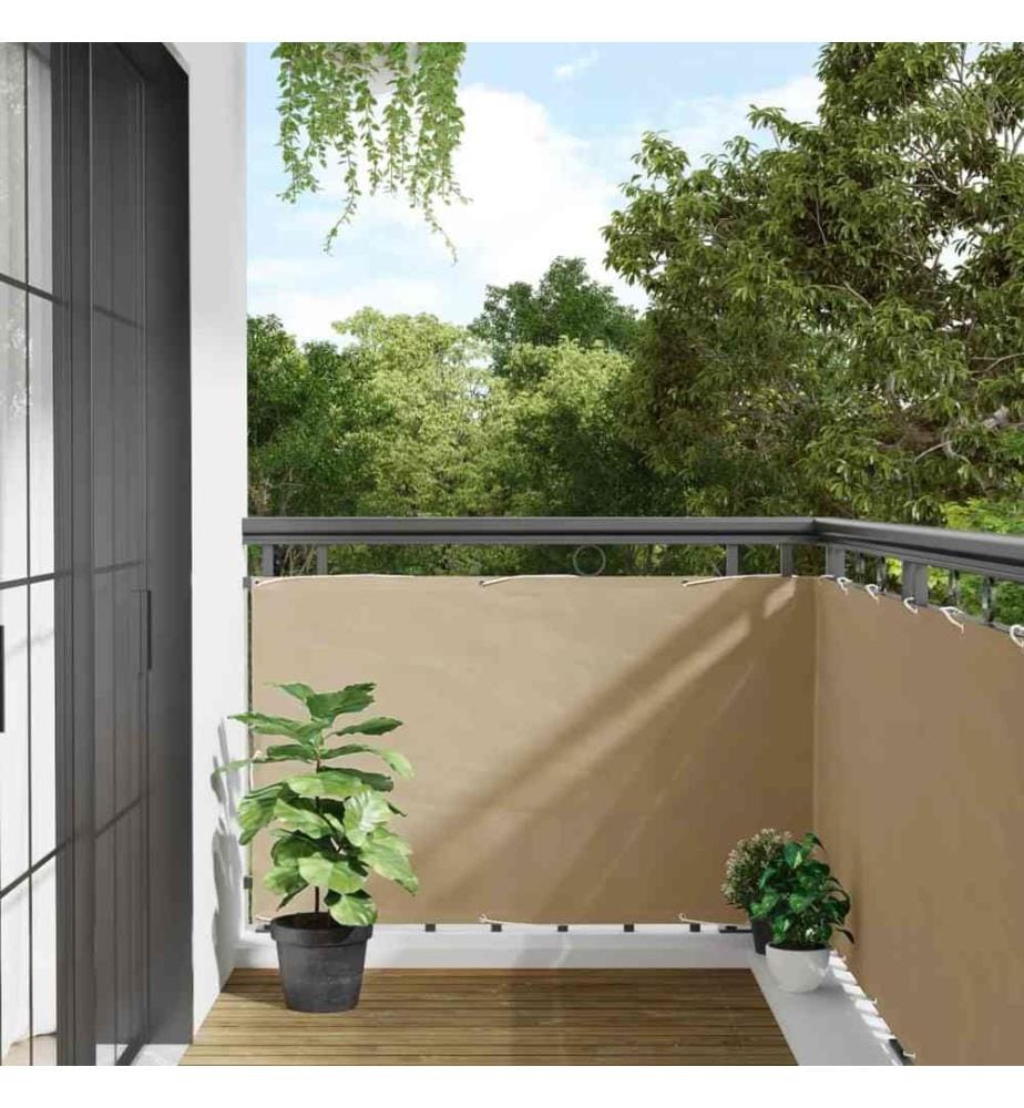Balkon-Sichtschutz Beige 90x500 cm Oxford-Gewebe