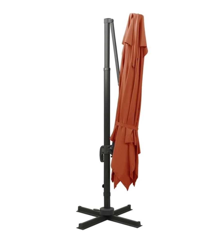 Parasol déporté avec double toit 300x300 cm terre cuite