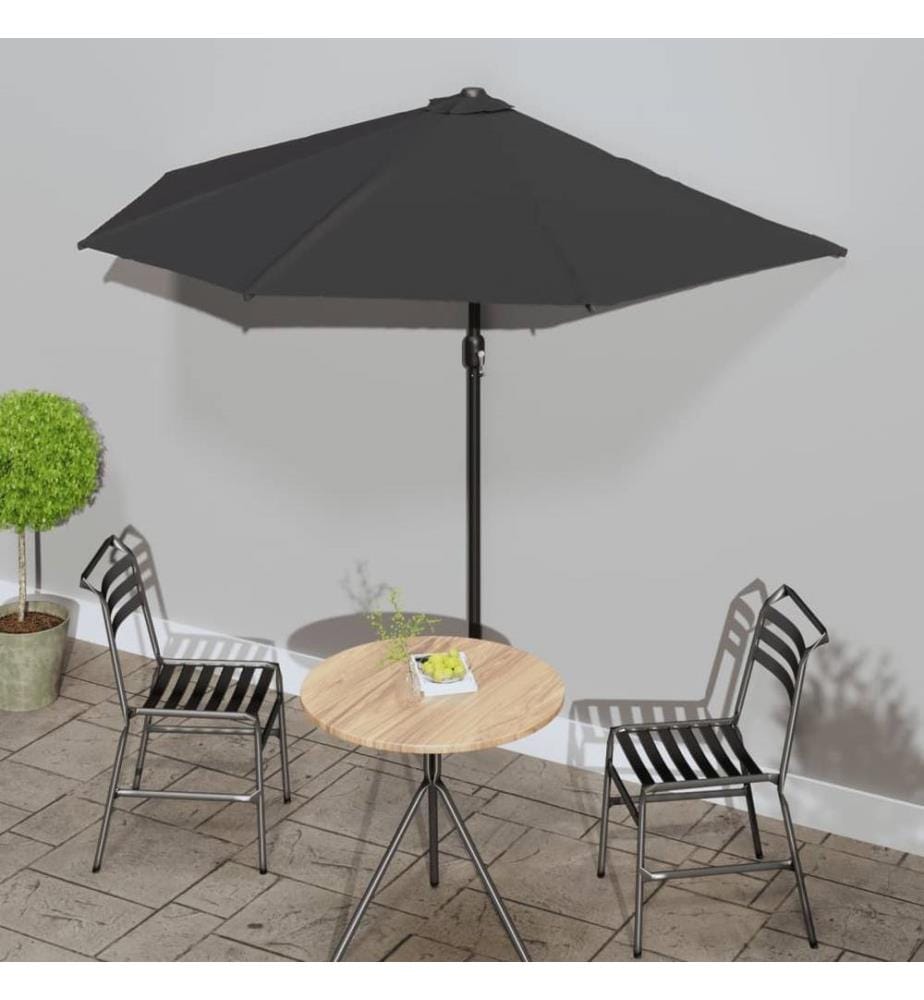 Balkon-Sonnenschirm Alu-Mast Schwarz 270x144x222cm Halbrund