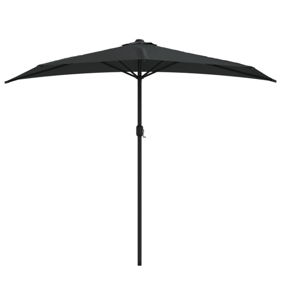 Balkon-Sonnenschirm Alu-Mast Schwarz 270x144x222cm Halbrund
