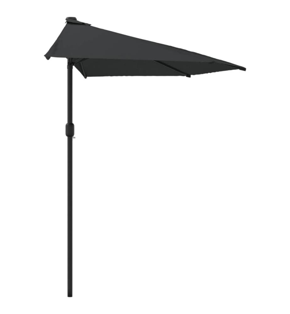 Balkon-Sonnenschirm Alu-Mast Schwarz 270x144x222cm Halbrund