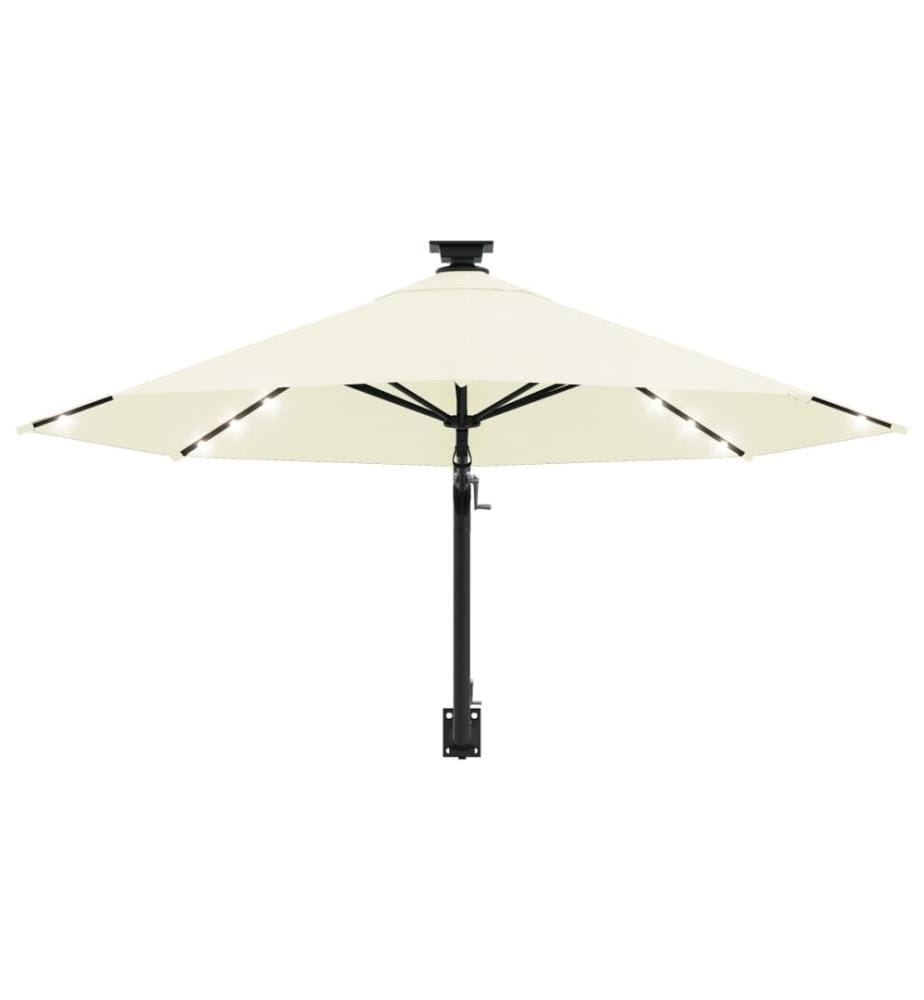 Parasol mural avec mât métallique et LED 300 cm Sable