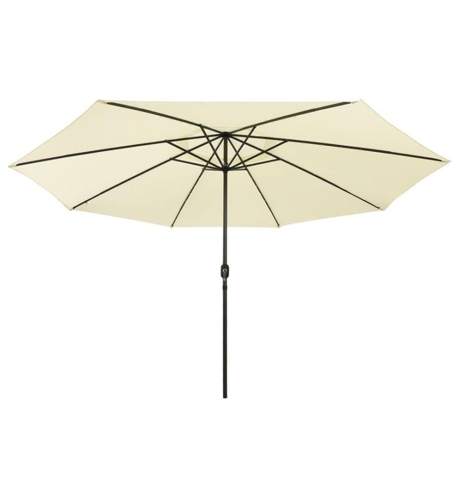 Sonnenschirm mit LED-Leuchten und Metallmast 400 cm Sandfarben