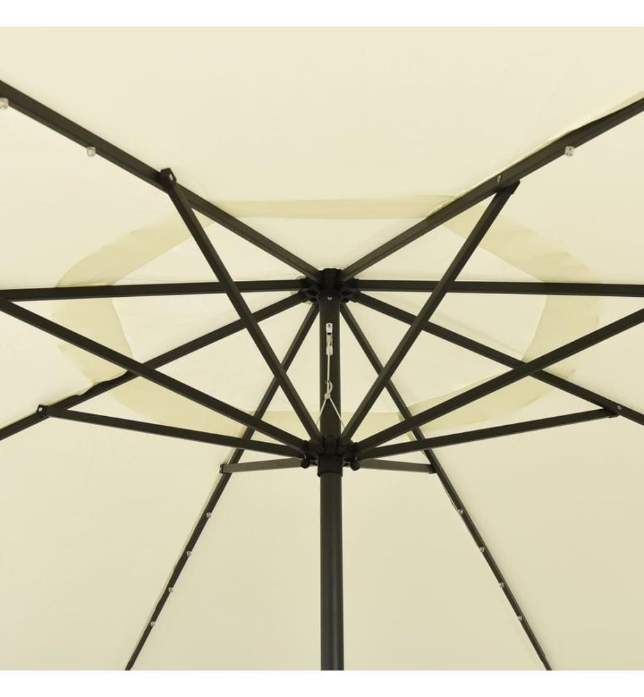 Sonnenschirm mit LED-Leuchten und Metallmast 400 cm Sandfarben