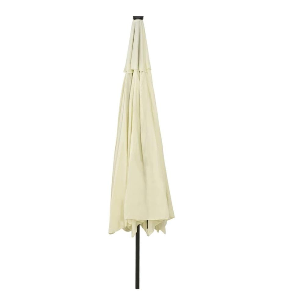 Sonnenschirm mit LED-Leuchten und Metallmast 400 cm Sandfarben