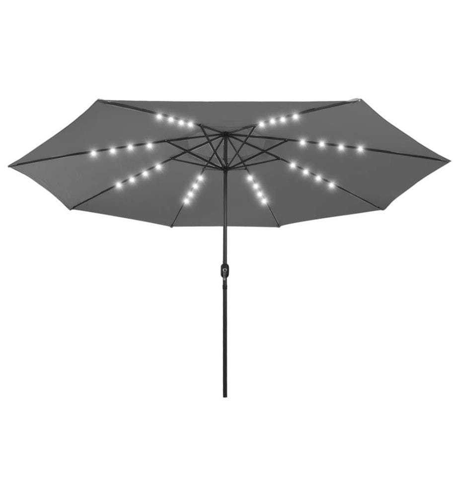 Sonnenschirm mit LED-Leuchten und Metallmast 400 cm Anthrazit