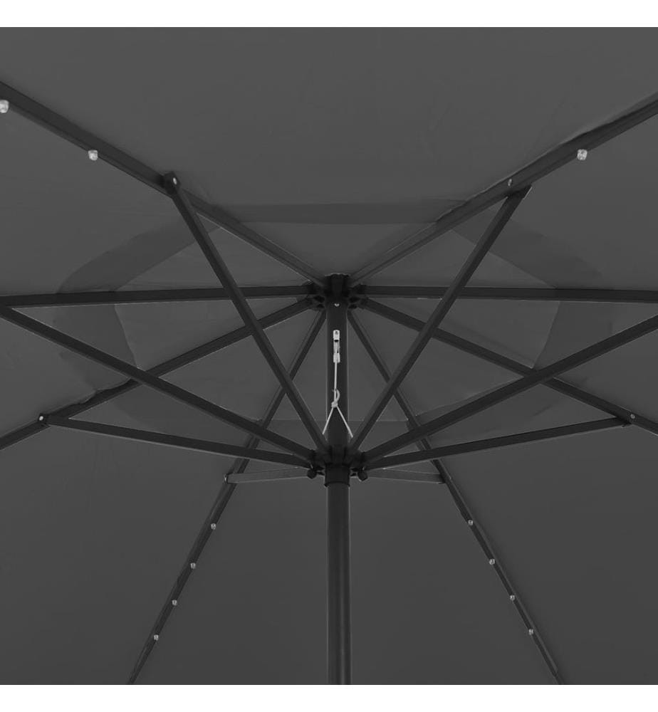 Sonnenschirm mit LED-Leuchten und Metallmast 400 cm Anthrazit