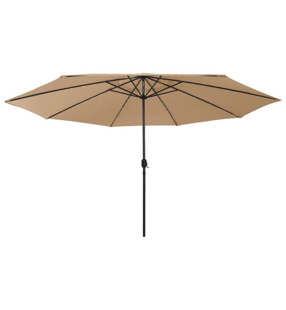 Sonnenschirm mit LED-Leuchten und Metallmast 400 cm Taupe