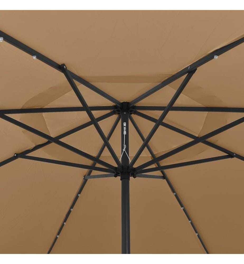Sonnenschirm mit LED-Leuchten und Metallmast 400 cm Taupe