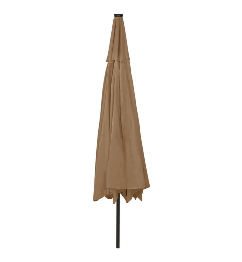 Sonnenschirm mit LED-Leuchten und Metallmast 400 cm Taupe