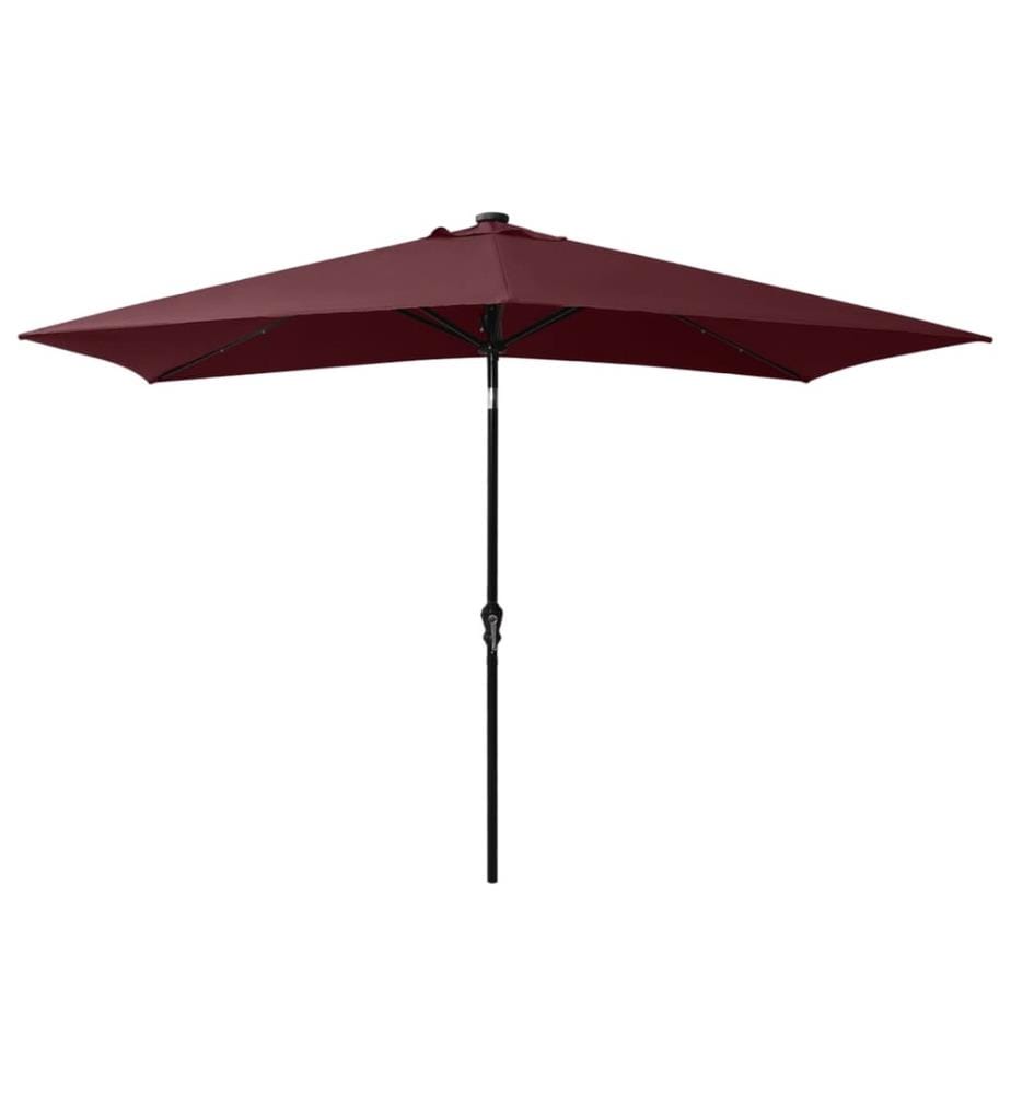 Sonnenschirm mit LEDs und Stahl-Mast Bordeauxrot 2x3 m