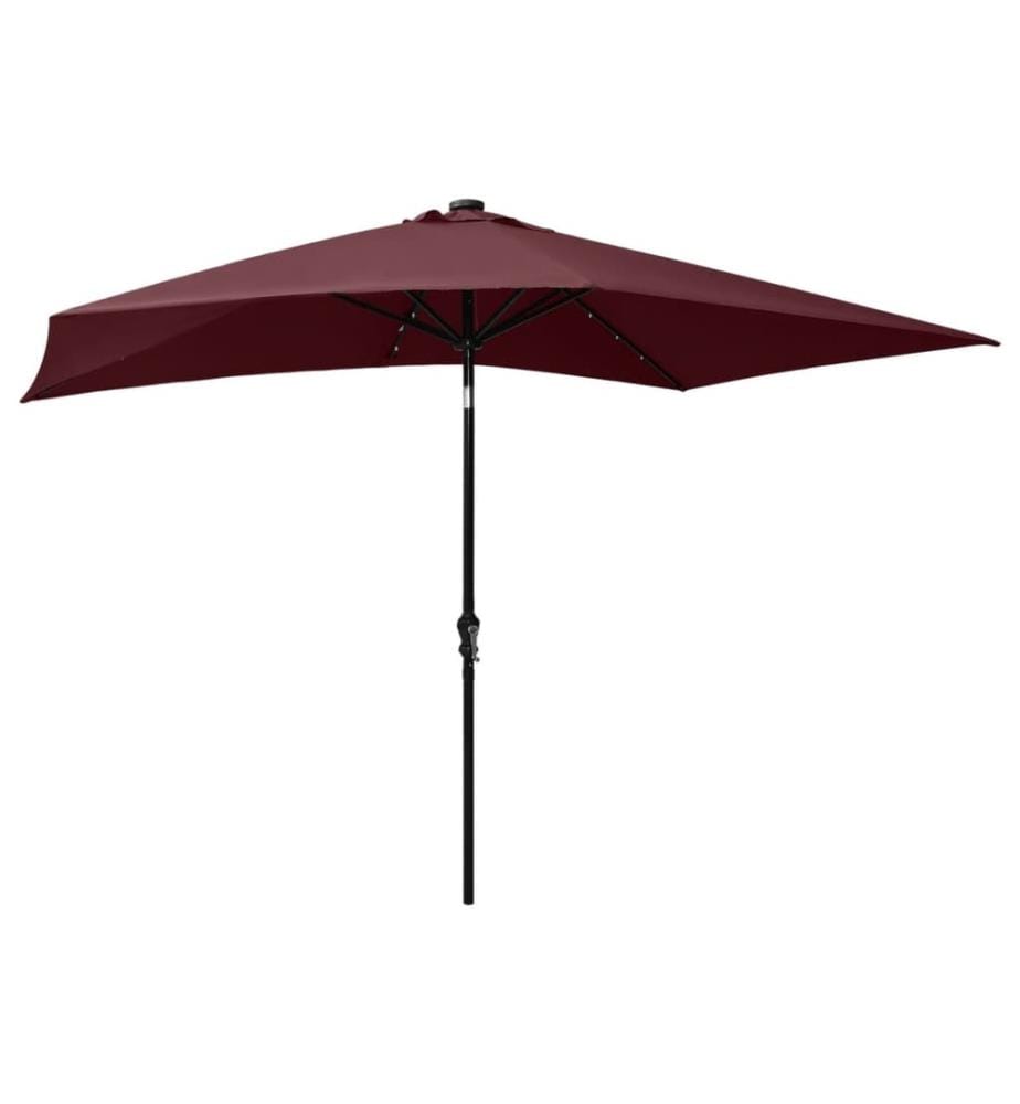 Sonnenschirm mit LEDs und Stahl-Mast Bordeauxrot 2x3 m