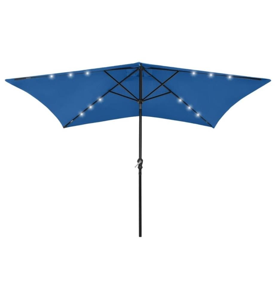 Sonnenschirm mit LEDs und Stahl-Mast Azurblau 2x3 m