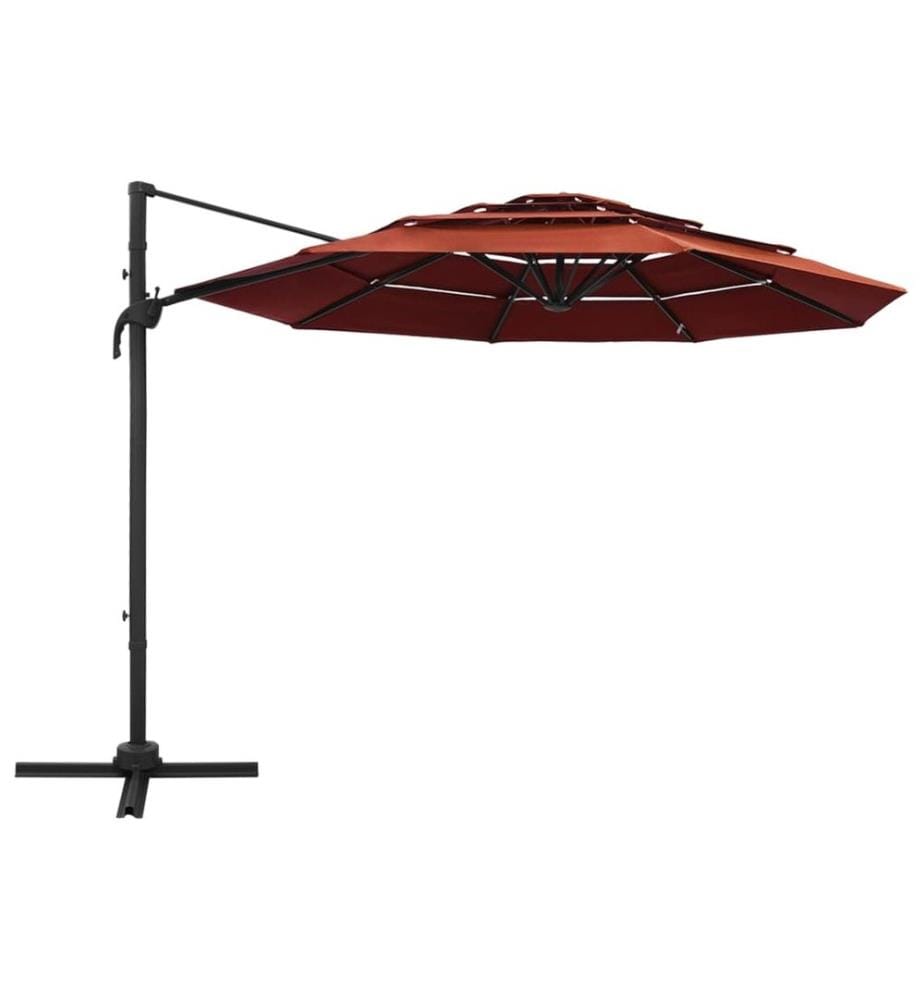 Parasol à 4 niveaux avec mât en aluminium Terre cuite 3x3 m