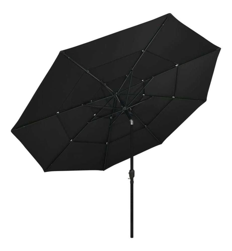 Sonnenschirm mit Aluminium-Mast 3-lagig Schwarz 3,5 m