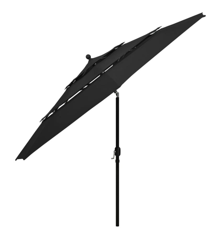 Sonnenschirm mit Aluminium-Mast 3-lagig Schwarz 3,5 m