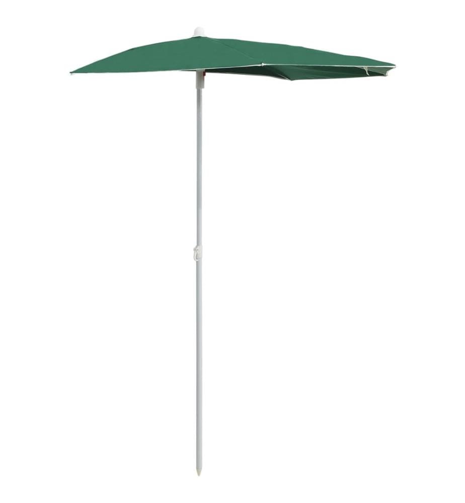 Demi-parasol de jardin avec mât 180x90 cm Vert