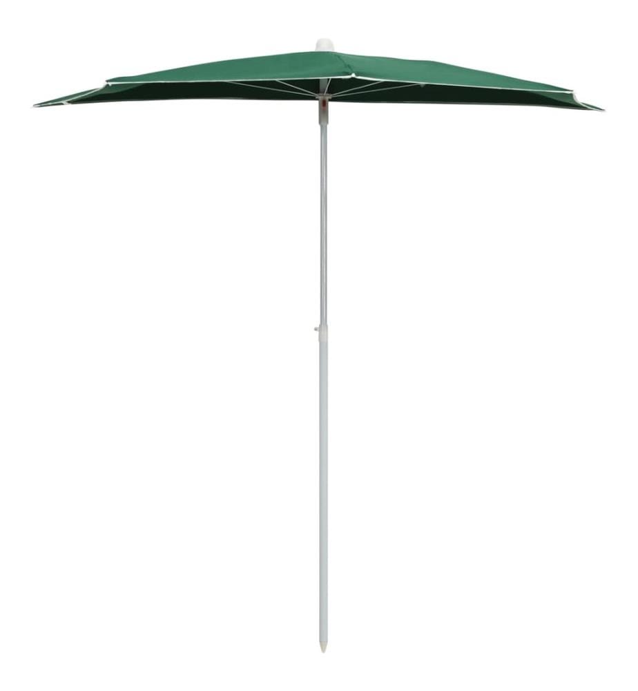Demi-parasol de jardin avec mât 180x90 cm Vert