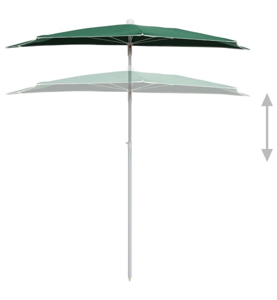 Demi-parasol de jardin avec mât 180x90 cm Vert
