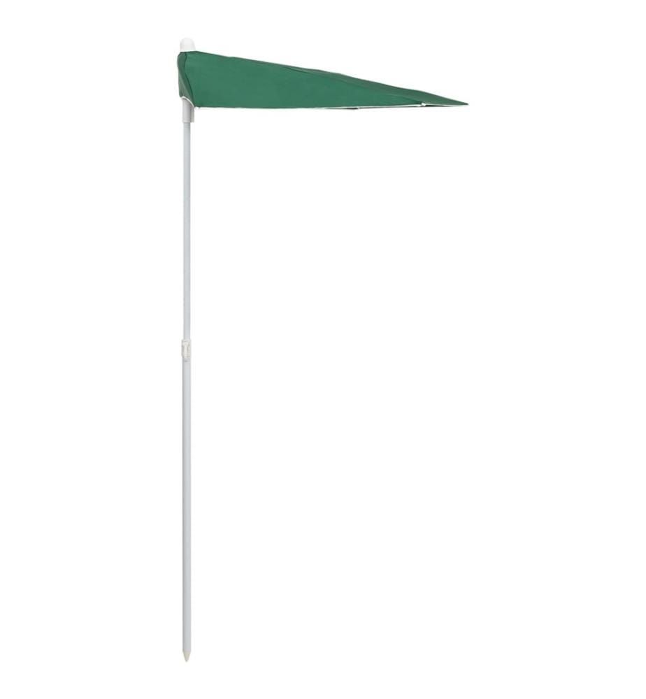 Demi-parasol de jardin avec mât 180x90 cm Vert