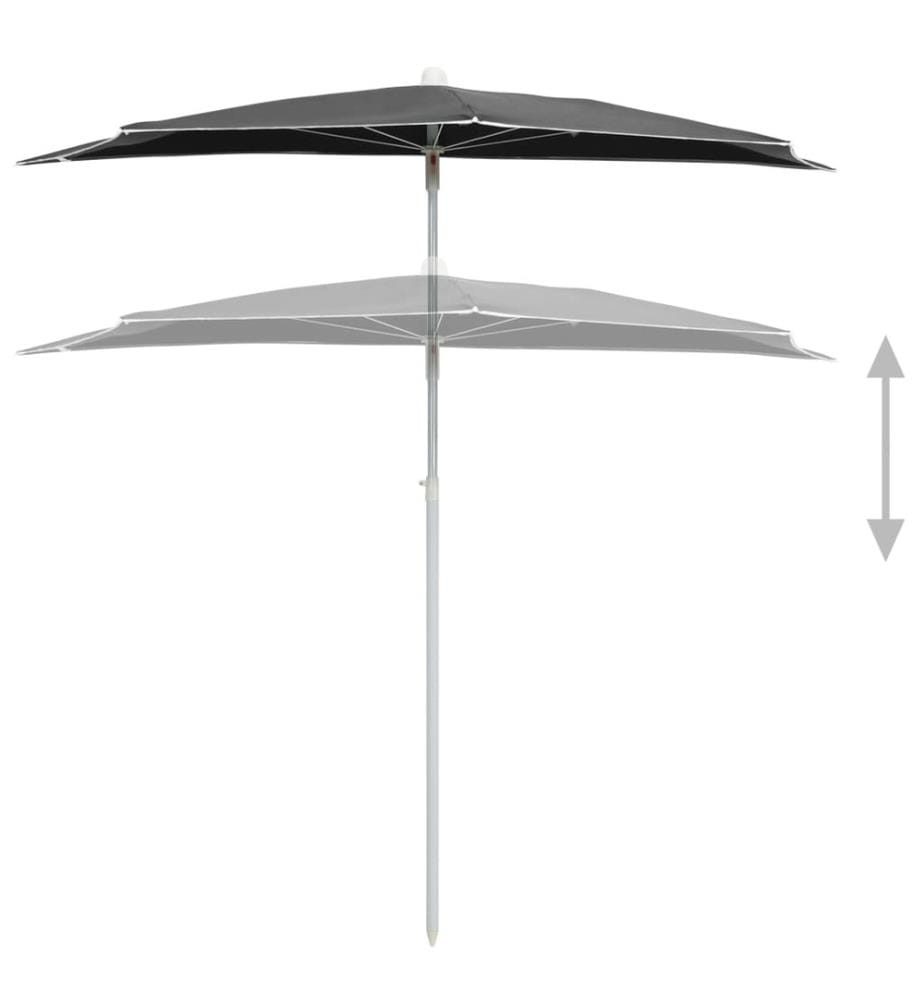 Demi-parasol de jardin avec mât 180x90 cm Anthracite