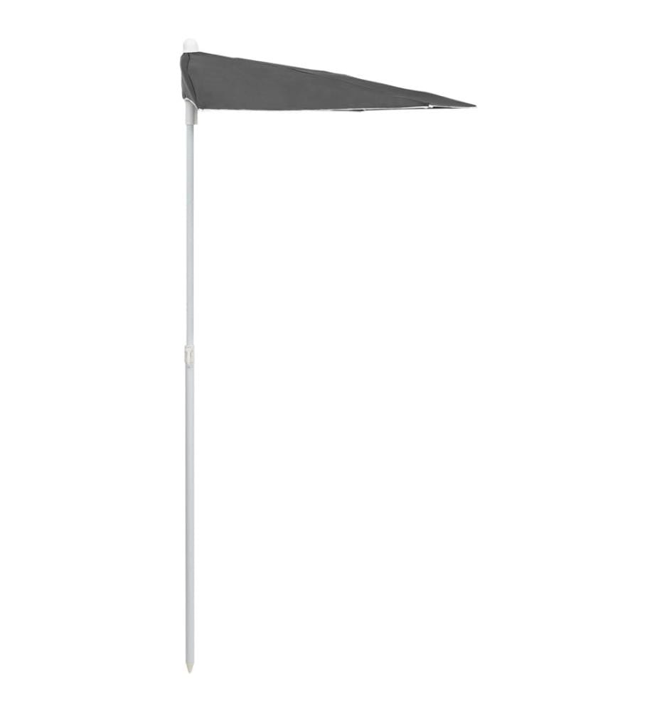 Demi-parasol de jardin avec mât 180x90 cm Anthracite