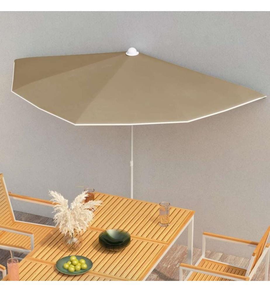 Demi-parasol de jardin avec mât 180x90 cm Taupe