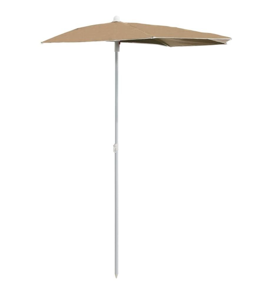Demi-parasol de jardin avec mât 180x90 cm Taupe