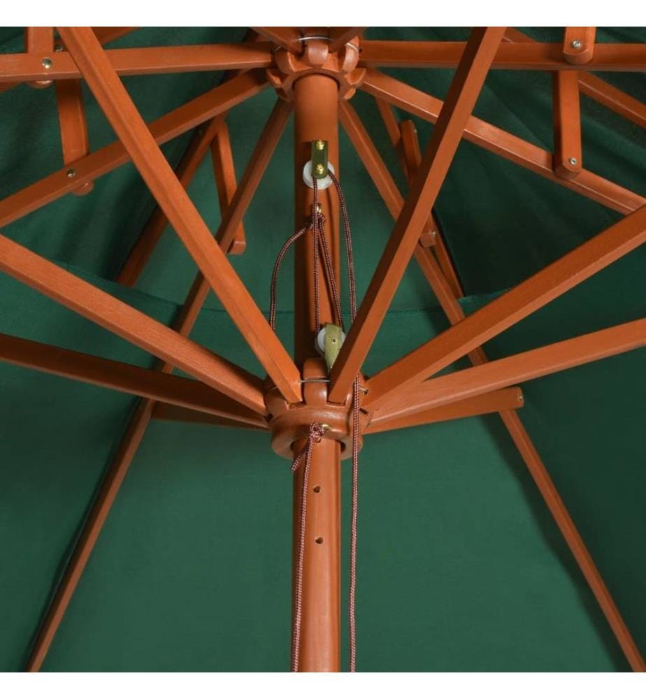 Parasol de terrasse 270 x 270 cm Poteau en bois Vert