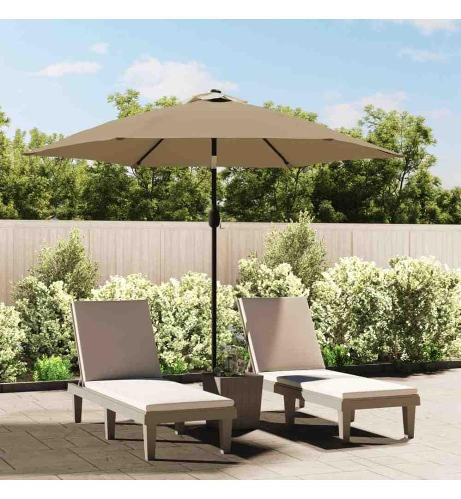 Sonnenschirm mit LED-Leuchten und Stahlmast 300 cm Taupe