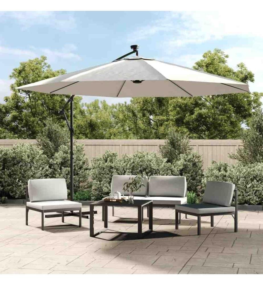 Parasol en porte-à-feux et poteau métallique 350 cm Sable