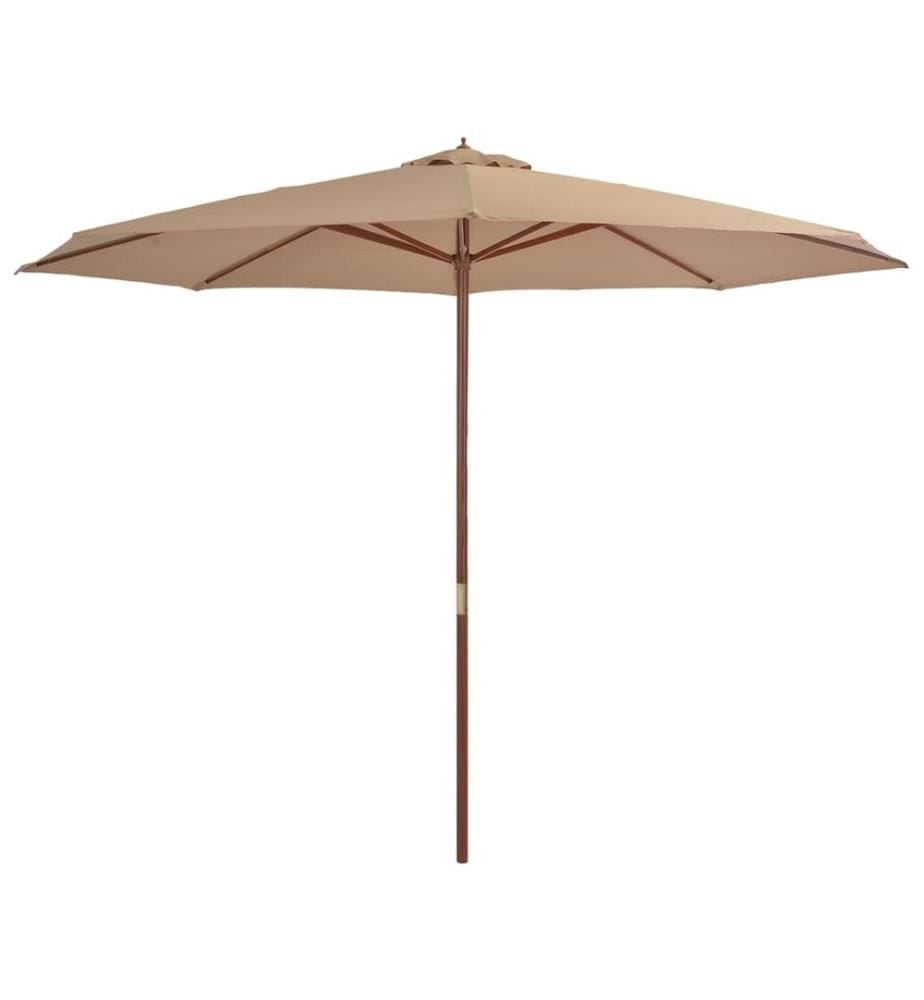 Parasol avec mât en bois 350 cm Taupe