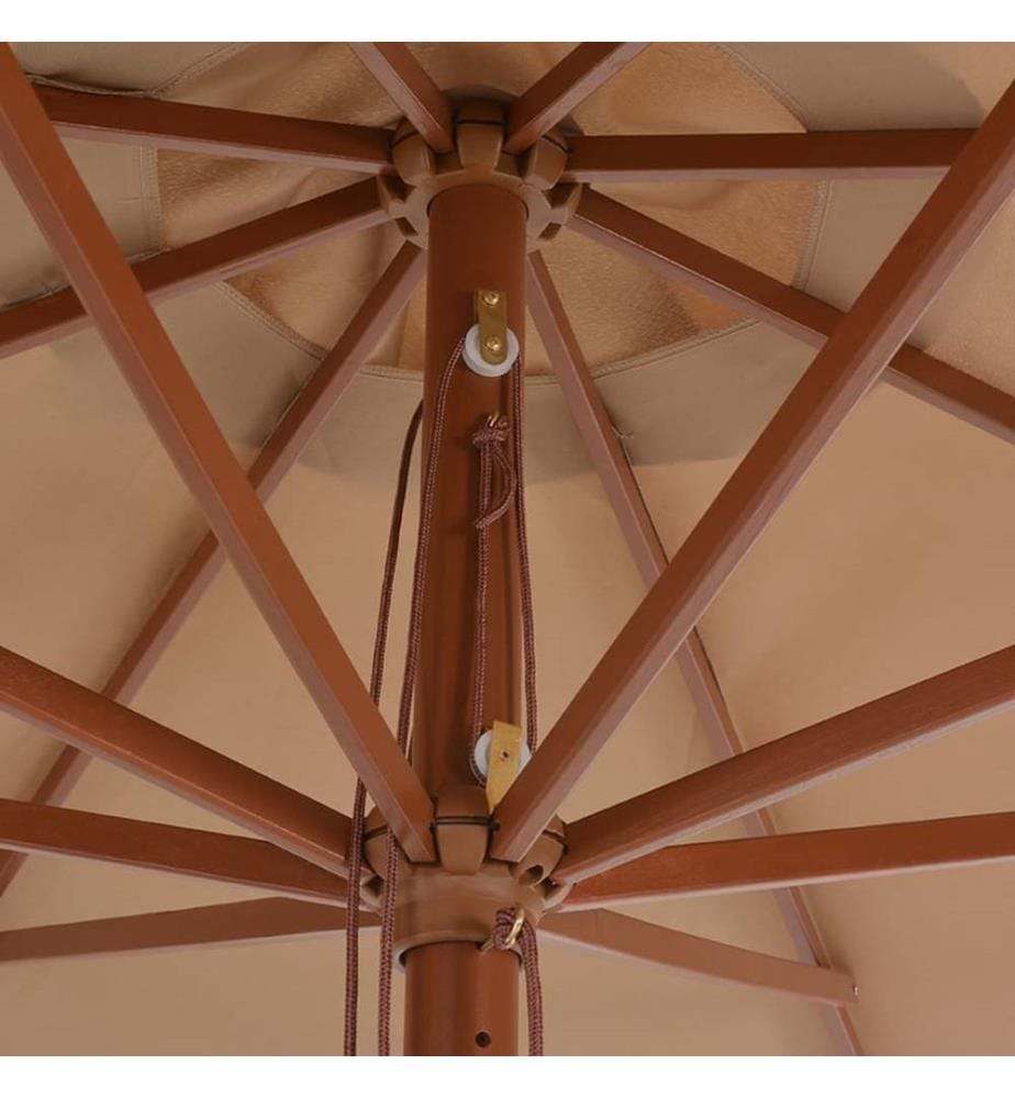 Parasol avec mât en bois 350 cm Taupe