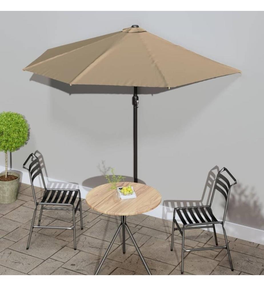 Balkon-Sonnenschirm mit Alu-Mast Taupe 270x144 cm Halbrund