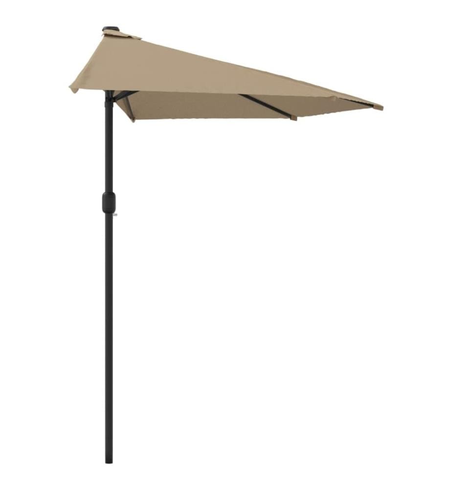 Balkon-Sonnenschirm mit Alu-Mast Taupe 270x144 cm Halbrund