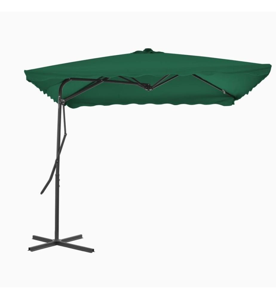 Parasol d'extérieur avec mât en acier 250 x 250 cm Vert