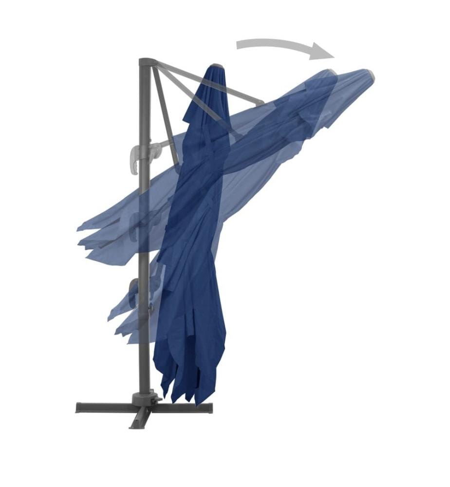 Parasol déporté avec mât en aluminium 4x3 cm bleu azur