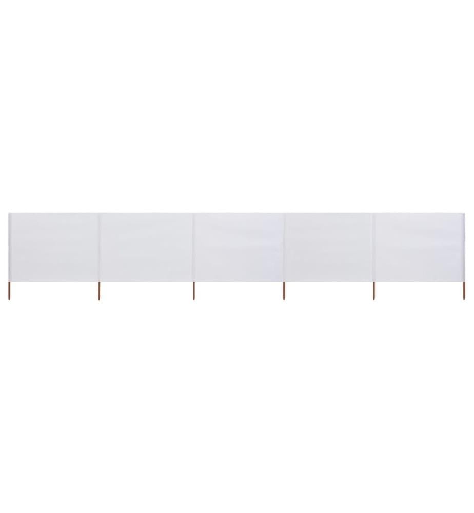 Paravent 5 panneaux Tissu 600 x 120 cm Blanc sable