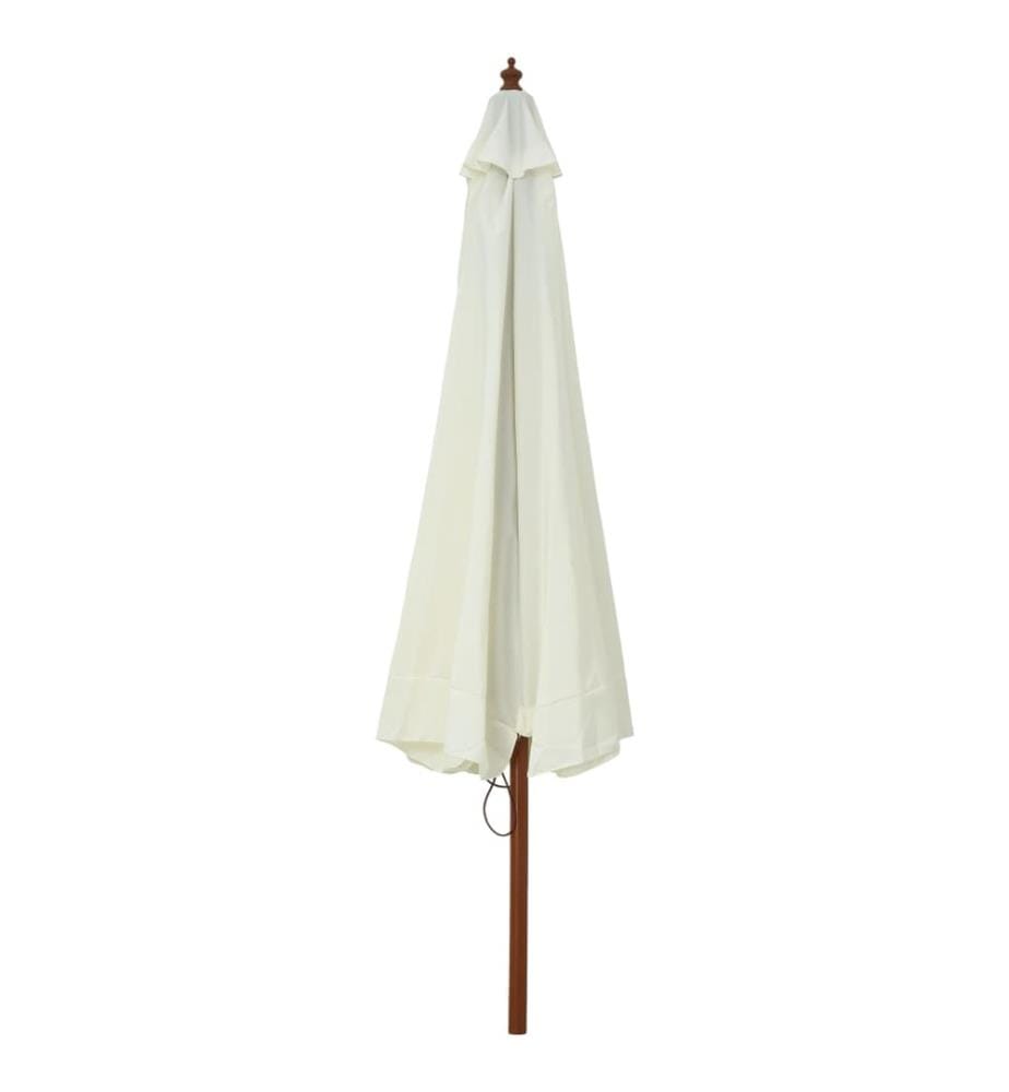 Parasol avec mât en bois 330 cm Blanc sable