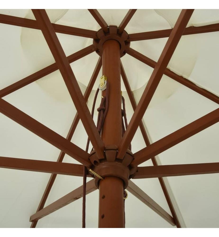 Parasol avec mât en bois 330 cm Blanc sable