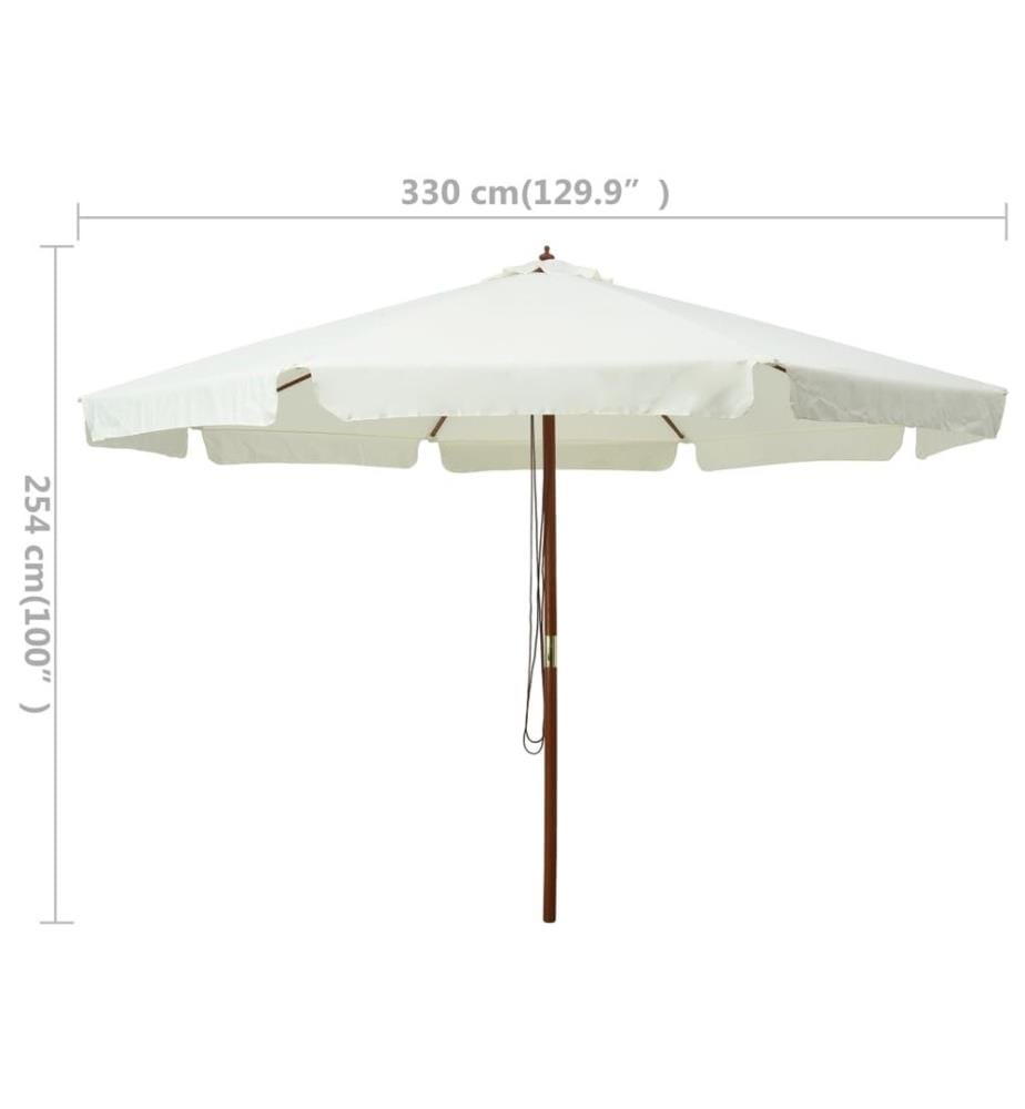 Parasol avec mât en bois 330 cm Blanc sable